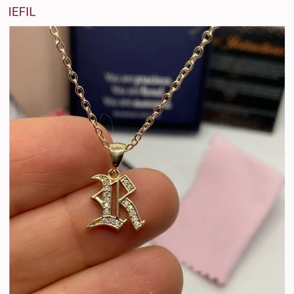 Initial R Gold (Plated) Pendant Necklace - Picture 2 of 5